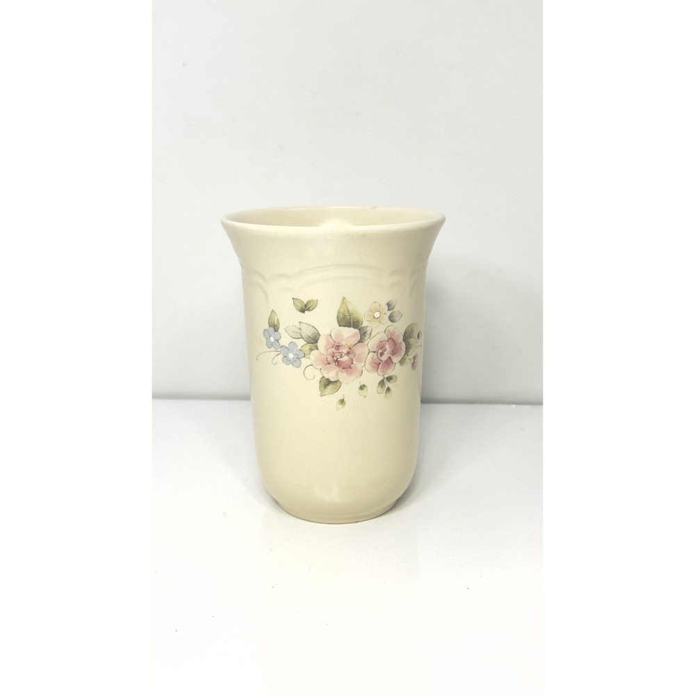 Pfaltzgraff Tea Rose Stoneware Utensil Holder Vase USA 6.5" Tall Vintage Kitchen